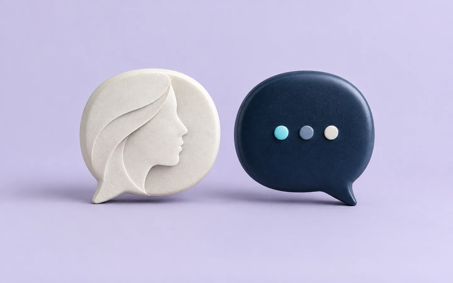A human profile and two conversation forms illustrate responsive communication.